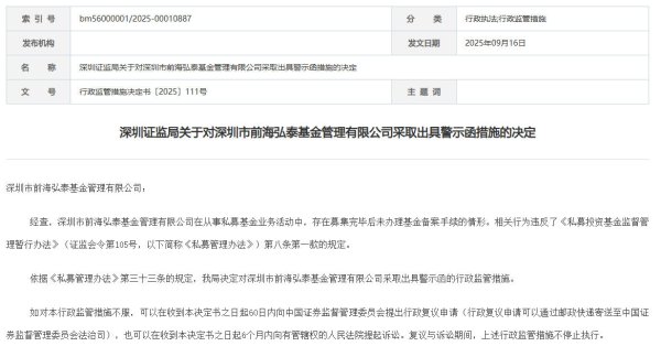 天弘优配 前海弘泰因基金募集完毕未办理备案手续收警示函