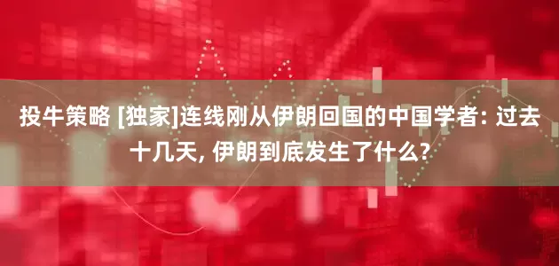 投牛策略 [独家]连线刚从伊朗回国的中国学者: 过去十几天, 伊朗到底发生了什么?